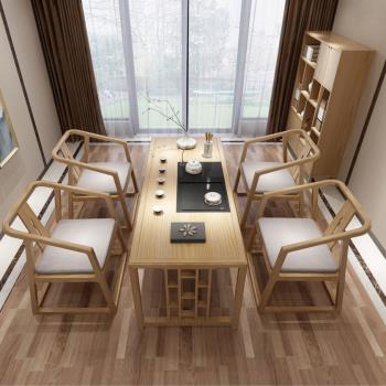 新中式茶桌椅組合現代簡約實木功夫茶臺仿古泡茶桌禪意茶室家具