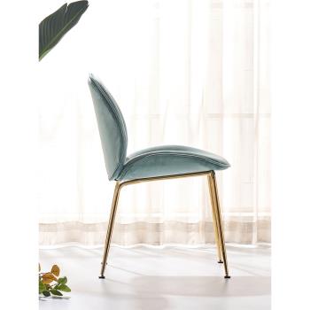 北歐輕奢餐椅簡約梳妝椅絨布椅子靠背家用臥室甲殼蟲椅網紅化妝椅