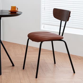 北歐ins簡約現代輕奢餐椅家用餐廳靠背軟包椅子鐵藝設計師復古凳