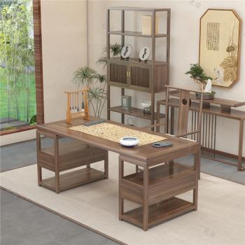 新中式書桌老榆木書法桌實木畫桌辦公桌禪意家用電腦桌