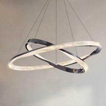 2022新款北歐客廳圓環吊燈現代簡約餐廳大氣圓圈臥室設計師燈具