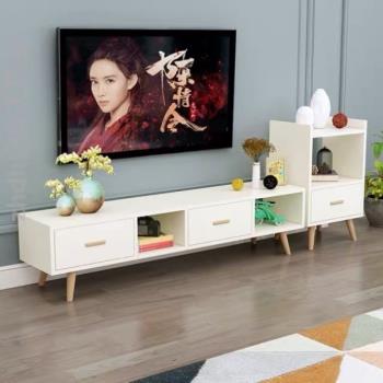 北歐時尚電視柜茶幾白色組合現代簡約小戶型1.4米1.8米密度人造板