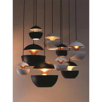 丹麥北歐設計師餐廳吧臺臥室床頭單頭黑色鋁材金屬圓球形蘋果吊燈
