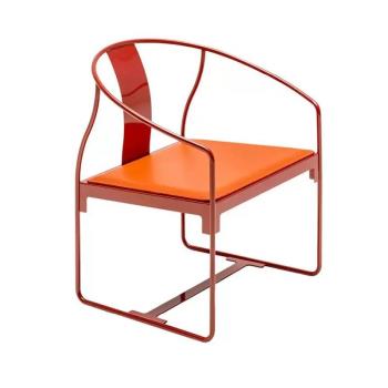 新中式太師椅精品馬鞍皮圈椅北歐意式極簡圍椅金屬餐椅現代客廳