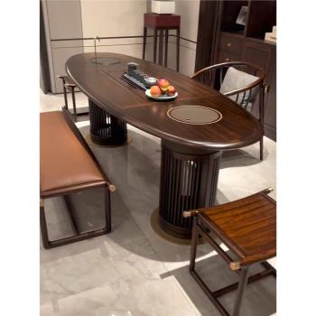 新中式烏金木辦公室茶室家具大氣禪意茶桌椅組合小陽臺茶臺泡茶椅