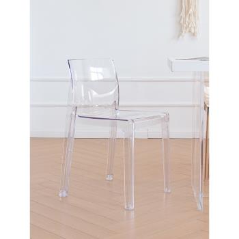北歐現代簡約透明亞克力餐桌椅子家用靠背網紅ins設計師塑料水晶