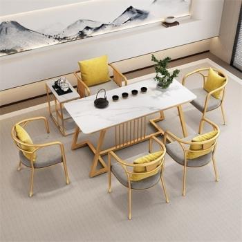 輕奢巖板茶臺辦公茶幾陽臺泡茶簡約現代新中式茶桌椅組合商用美容