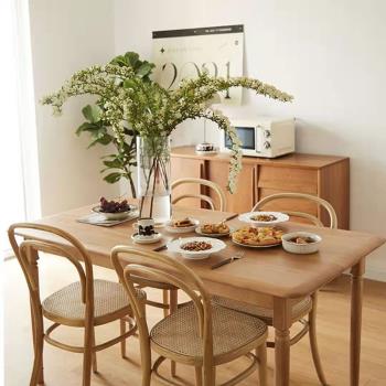 北歐實木餐桌椅子家用紅橡木松木簡約小戶型長方形飯桌日式原木桌