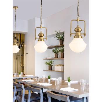 復古工業風黃銅玻璃美式餐廳北歐簡約餐桌島臺吧臺咖啡廳床頭吊燈