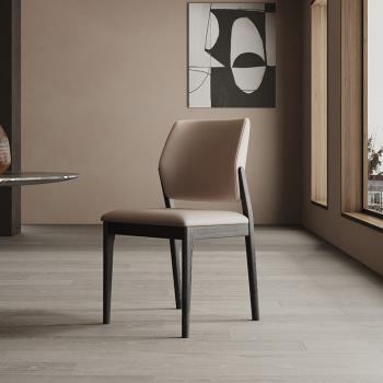 意式輕奢餐椅設計師靠背椅北歐家用白蠟木實木椅子現代簡約書桌椅