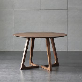 全實木餐桌椅組合現代簡約家用飯桌北歐小戶型圓桌陽臺角幾小茶幾