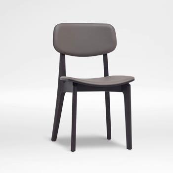 現代簡約實木餐椅家用北歐輕奢設計師皮藝椅子餐廳靠背椅書椅原木