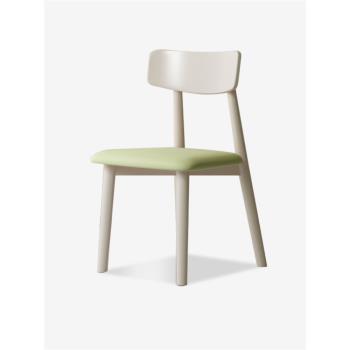 法式奶油風餐椅全實木北歐現代簡約小戶型設計師靠背椅家用餐桌椅