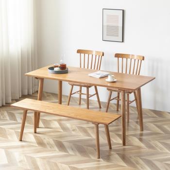 日式全實木餐桌簡約白蠟木餐桌椅組合北歐原木小戶型長方形飯桌子
