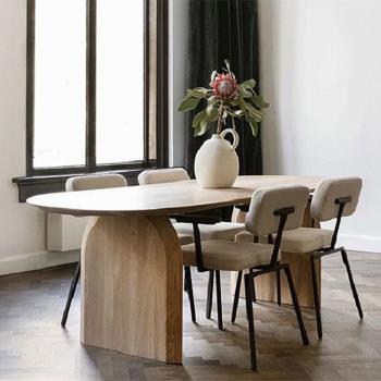 北歐純實木餐桌飯桌現代簡約設計師長桌辦公桌創意輕奢餐桌椅組合