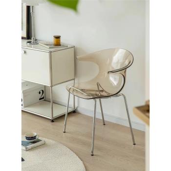 北歐餐椅透明亞克力靠背椅網紅ins水晶化妝椅現代簡約咖啡廳餐凳
