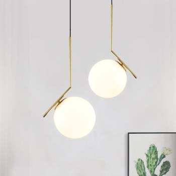 北歐黃銅主臥室床頭吊燈現代簡約創意高級小圓球餐廳吧臺球形燈