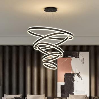 高亮新款北歐藝術圓環客廳吊燈極簡護眼主臥室燈簡約大氣餐廳燈具