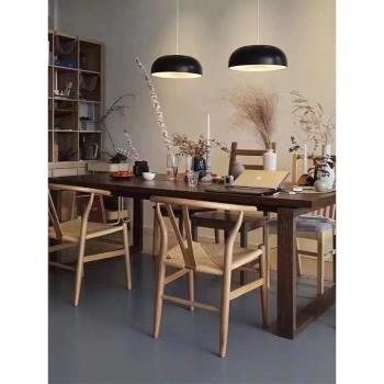北歐實木餐桌輕奢現代簡約長方形家用小戶型創意莫比恩餐桌椅組合
