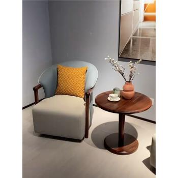 新中式烏金木休閑椅現代沙發椅三件套組合洽談椅陽臺客廳臥室家具