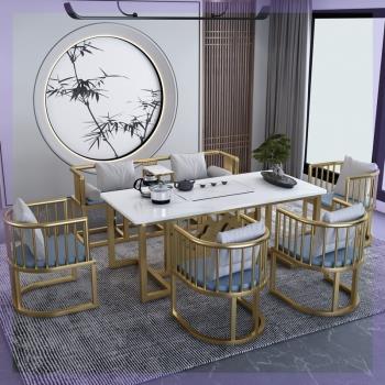 簡約現代茶桌椅組合巖板套裝一體家用客廳方形輕奢新中式禪意茶臺