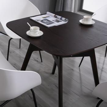 北歐實木餐桌現代簡約奶茶店咖啡廳方形休閑飯桌洽談接待簡易桌子