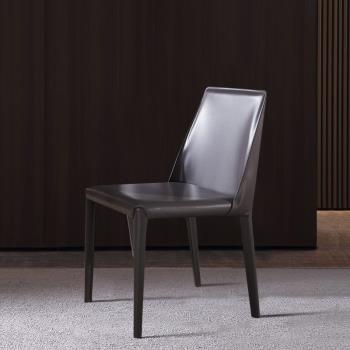 北歐餐椅家用現代簡約馬鞍皮餐椅意式輕奢奶茶咖啡餐廳椅子靠背椅