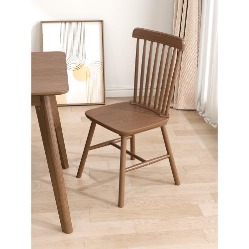 掘素實木餐椅北歐溫莎椅輕奢椅現代簡約家用凳子靠背椅餐桌木椅子