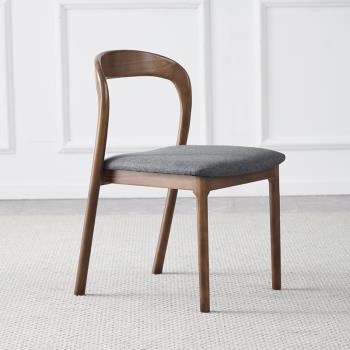 北歐實木簡約皮餐椅酒店洽談椅家用靠背椅設計師餐廳實木布藝椅子