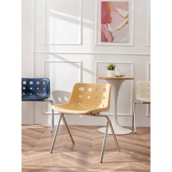 椅子家用北歐輕奢硬塑料餐椅簡約現代網紅靠背奶酪椅小戶型高凳子