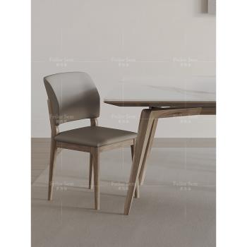實木餐椅家用北歐意式輕奢椅子小戶型現代簡約極簡網紅凳子成人