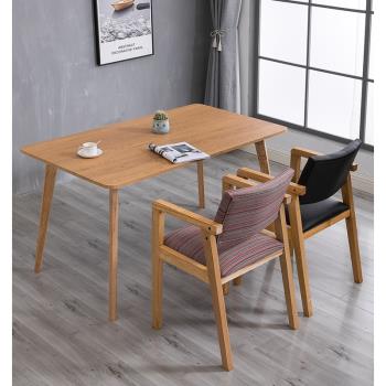 北歐實木餐桌簡約現代小戶型長方形家用休閑洽談接待桌子簡易家具