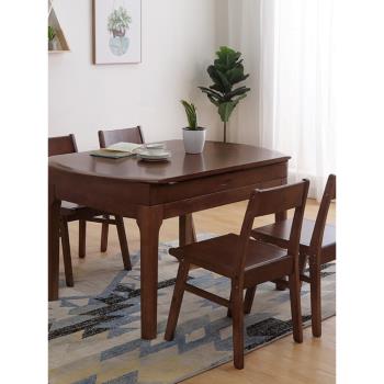 全實木北歐餐桌椅組合大小戶型現代簡約長方形圓形伸縮折疊餐桌椅