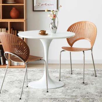 輕奢餐椅北歐設計師家用椅子復古簡約靠背餐廳太陽貝殼椅創意ins