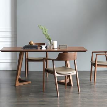 北歐實木餐桌簡約現代小戶型原木長方形家用餐桌組合長條桌會議桌