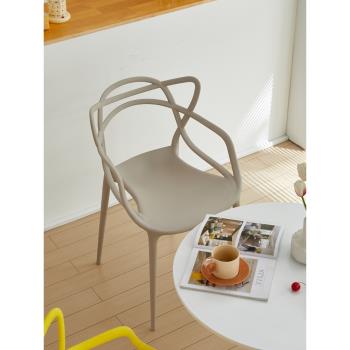 藤蔓椅北歐ins創意塑料靠背椅子藝術時尚貓耳椅簡約戶外餐桌椅凳