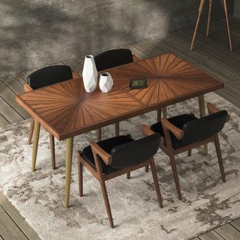 北歐輕奢實木餐桌椅組合長方形小戶型家用吃飯桌子現代簡約4人6人