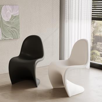 北歐簡約餐椅網紅設計師休閑椅ins現代透明水晶椅s型潘東餐桌椅子