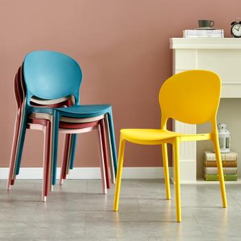 北歐餐椅加厚塑料靠背凳子家用簡約書桌椅化妝椅餐廳餐桌椅子