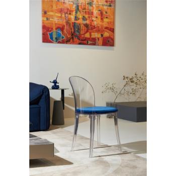 北歐休閑透明椅子設計師亞克力塑料水晶椅網紅家用簡約餐椅洽談椅