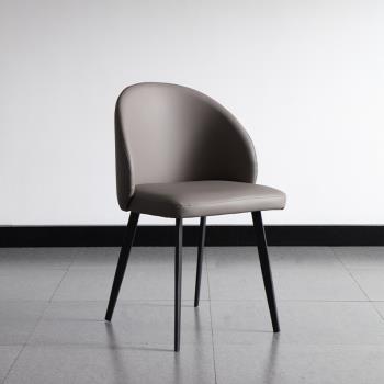 意式極簡皮藝餐椅工業風簡約北歐后現代餐廳咖啡廳設計師家用餐椅