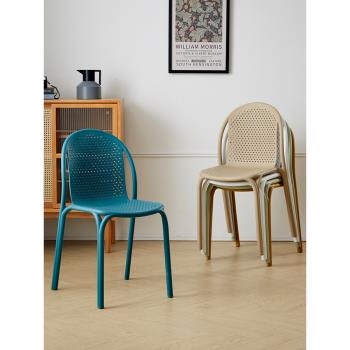 塑料椅子家用可疊放休閑餐椅北歐簡約網紅戶外臥室洽談靠背書桌椅