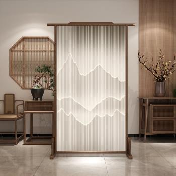 新中式屏風實木隔斷客廳入戶座屏玄關臥室遮擋可移動帶燈藝術裝飾