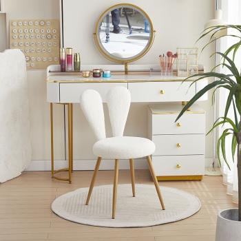 北歐極簡化妝椅造型椅子兔子梳妝凳羊羔絨化妝凳現代簡約臥室椅子