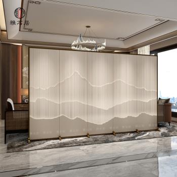 新中式現代簡約實木折疊屏風隔斷裝飾客廳臥室辦公室酒店抽象折屏