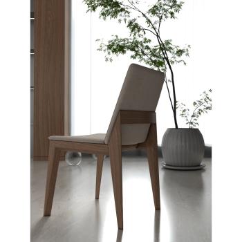 北歐實木餐椅家用現代簡約真皮麻布藝靠背椅休閑椅奶茶店凳子