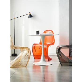 北歐現代簡約創意亞克力塑料餐椅幽靈網紅S椅水晶透明客廳潘東椅