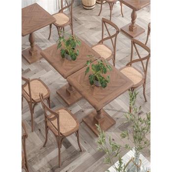 簡約全實木小方桌小戶型家用餐桌北歐休閑洽談咖啡廳正方形桌子