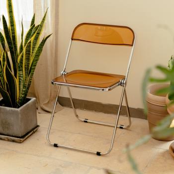 希山透明餐椅北歐折疊椅家用靠背ins網紅化妝現代簡約亞克力椅子