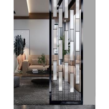 不銹鋼屏風隔斷餐客廳臥室遮擋墻簡約現代玻璃玄關新中式鐵藝輕奢